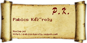 Pabics Károly névjegykártya
